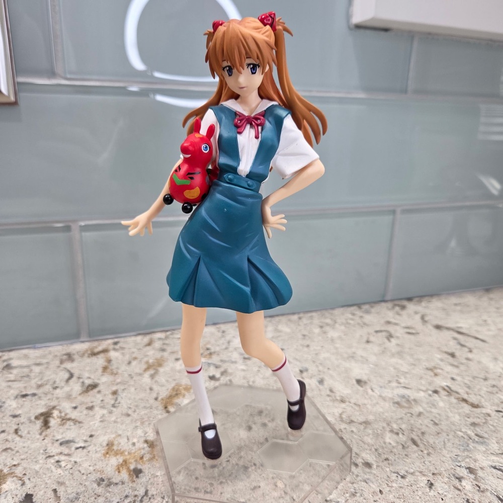 Neon Genesis Evangelion 9" Asuka Langley School Uniform Figure with Rody Horse